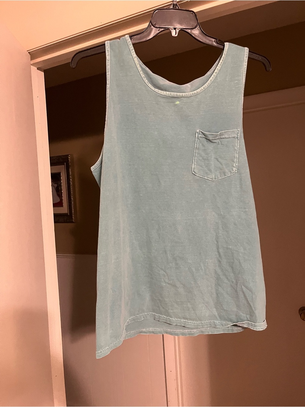 Washed Blue Sleeveless Pocket Tank Top - Women